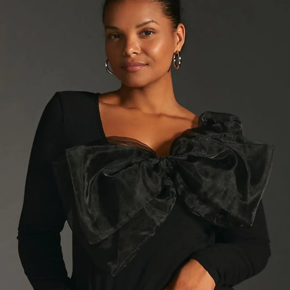 Anthropologie Black Bow Blouse - Picture 5 of 11